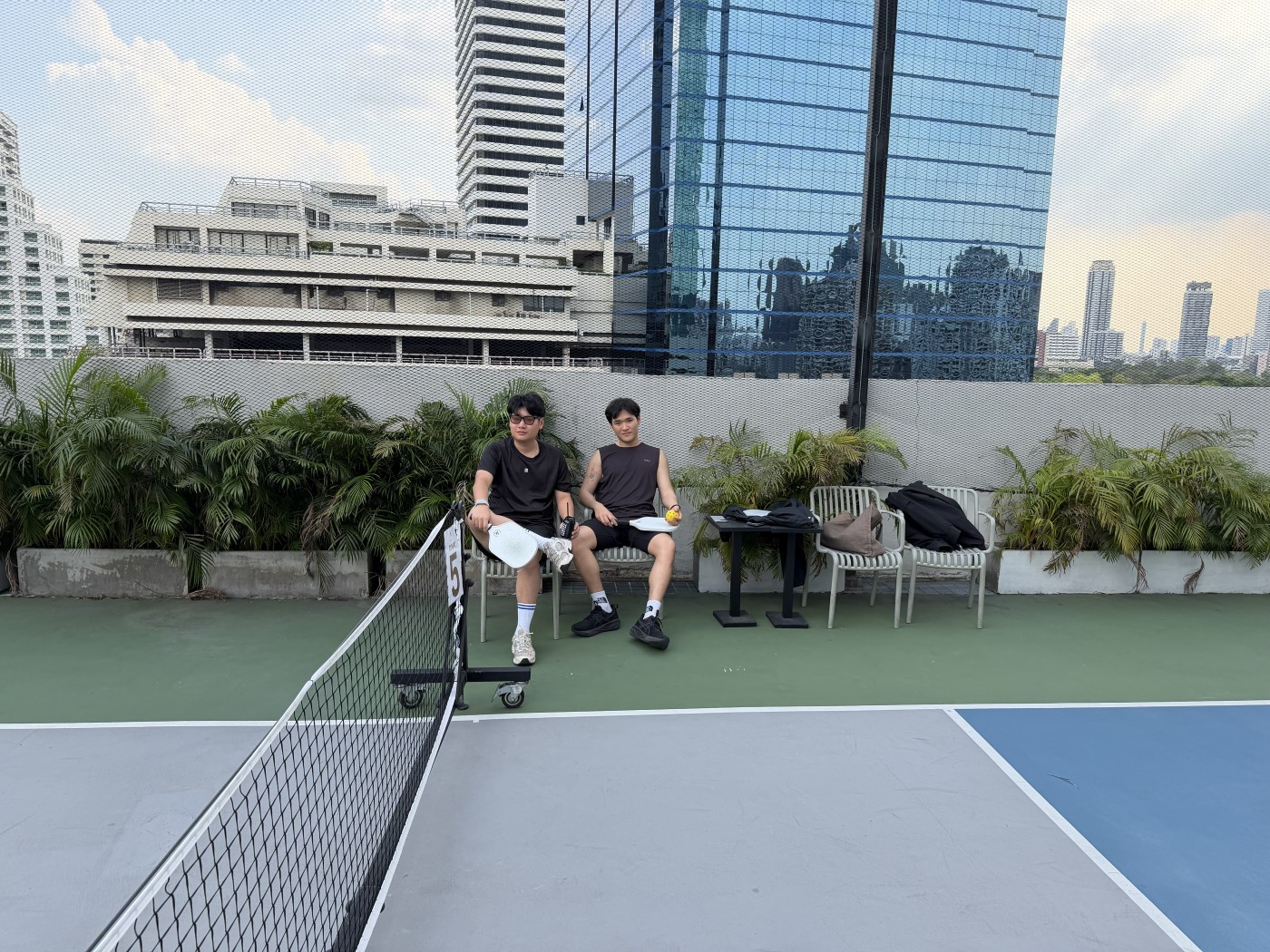 Rooftop pickleball with city views